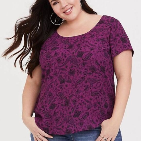 TORRID Abbey Purple Paisley Cage Back Top Size 3x - Picture 1 of 8